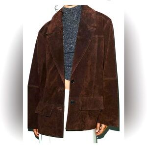 ZARA Suede Blazer Chocolate Brown